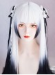 Gothic Style Black White Gradient Qi Bangs Natural Long Straight Hair Classic Lolita Wig