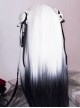 Gothic Style Black White Gradient Qi Bangs Natural Long Straight Hair Classic Lolita Wig