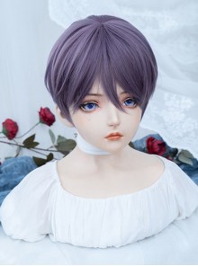 Purple Daily Natural Handsome Anime COS Neutral Short Straight Hair Classic Lolita Wig