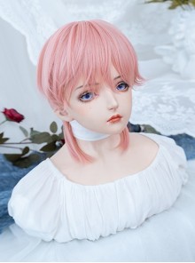 Pink Sweet Neutral Cute Broken Bangs Anime COS Short Straight Hair Sweet Lolita Wig