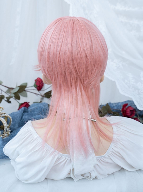 Pink Sweet Neutral Cute Broken Bangs Anime COS Short Straight Hair Sweet Lolita Wig