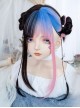 Sweet Cool Blue Pink Gradient Mixed Color Qi Bangs Long Straight Hair Punk Lolita Wig