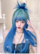Internet Celebrity Fashion Blue Green Gradient Qi Bangs Long Straight Hair Punk Lolita Wig
