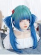 Internet Celebrity Fashion Blue Green Gradient Qi Bangs Long Straight Hair Punk Lolita Wig