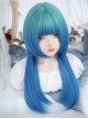 Internet Celebrity Fashion Blue Green Gradient Qi Bangs Long Straight Hair Punk Lolita Wig