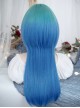 Internet Celebrity Fashion Blue Green Gradient Qi Bangs Long Straight Hair Punk Lolita Wig