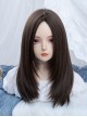 Natural Daily Brown Middle Score Long Straight Hair Classic Lolita Wig