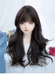 Black Daily Air Bangs Irregular Water Ripple Long Curly Hair Classic Lolita Wig