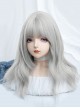 Cute Qi Bangs Silver Gray Irregular Big Wavy Long Curly Hair Sweet Lolita Wig