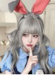 Cute Qi Bangs Silver Gray Irregular Big Wavy Long Curly Hair Sweet Lolita Wig