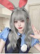 Cute Qi Bangs Silver Gray Irregular Big Wavy Long Curly Hair Sweet Lolita Wig