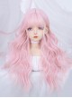 Pink Cute Air Bangs Water Ripple Long Curly Hair Sweet Lolita Wig