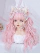 Pink Cute Air Bangs Water Ripple Long Curly Hair Sweet Lolita Wig