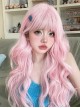 Pink Cute Air Bangs Water Ripple Long Curly Hair Sweet Lolita Wig