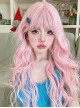 Pink Cute Air Bangs Water Ripple Long Curly Hair Sweet Lolita Wig