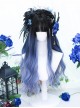 Black Blue Gradient Fashion Qi Bangs Big Wavy Long Curly Hair Classic Lolita Wig