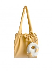 Yellow Cute Large-Capacity Bowknot Little White Goose Decoration Daily Sweet Lolita Portable Shoulder Bag