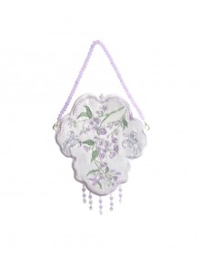 Chinese Style Hanfu Wisteria Embroidery White Purple Tassel Classic Lolita Handheld Shoulder Bag