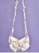Pure Color Sweet Cool French Bowknot Jacquard Pearl Decoration Handwoven Shoulder Strap Classic Lolita Portable Shoulder Bag