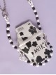 Summer Cute Black White Milk Box Design Printing Handmade Beading Decoration Phone Bag Sweet Lolita Portable Messenger Bag