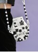 Summer Cute Black White Milk Box Design Printing Handmade Beading Decoration Phone Bag Sweet Lolita Portable Messenger Bag