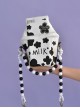 Summer Cute Black White Milk Box Design Printing Handmade Beading Decoration Phone Bag Sweet Lolita Portable Messenger Bag