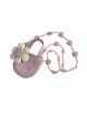 Purple Mini Flower Decoration Handwork Beaded Shoulder Strap Sweet Lolita Portable Shoulder Bag