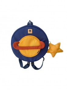 Blue Yellow Color Contrast Planet Design Star Decoration Large Capacity Round Backpack Sweet Lolita Backpack