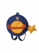 Blue Yellow Color Contrast Planet Design Star Decoration Large Capacity Round Backpack Sweet Lolita Backpack