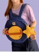 Blue Yellow Color Contrast Planet Design Star Decoration Large Capacity Round Backpack Sweet Lolita Backpack