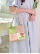 Candy Color Tulip Contrasting Color Stitching Design Detachable Handwoven Shoulder Strap Sweet Lolita Portable Shoulder Bag