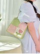 Candy Color Tulip Contrasting Color Stitching Design Detachable Handwoven Shoulder Strap Sweet Lolita Portable Shoulder Bag
