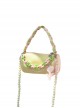 Milk Yellow Summer Woven Straps Tulip Acrylic Chain Decoration Cylinder Bag Sweet Lolita Portable Shoulder Bag