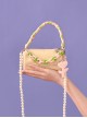 Milk Yellow Summer Woven Straps Tulip Acrylic Chain Decoration Cylinder Bag Sweet Lolita Portable Shoulder Bag