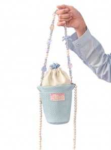 Pure Color Summer Ice Cream Design Detachable Beaded Strap Sweet Lolita Portable Shoulder Bag