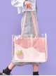 Strawberry Pudding Series Strawberry Stitching Large-Capacity Transparent Dual-Purpose Sweet Lolita Portable Shoulder Bag