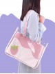 Strawberry Pudding Series Strawberry Stitching Large-Capacity Transparent Dual-Purpose Sweet Lolita Portable Shoulder Bag