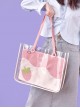 Strawberry Pudding Series Strawberry Stitching Large-Capacity Transparent Dual-Purpose Sweet Lolita Portable Shoulder Bag