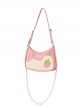 Strawberry Pudding Series Strawberry Decorative Stitching Detachable Shoulder Strap Pink Sweet Lolita Shoulder Messenger Bag