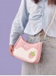 Strawberry Pudding Series Strawberry Decorative Stitching Detachable Shoulder Strap Pink Sweet Lolita Shoulder Messenger Bag