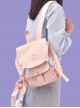 Strawberry Pudding Series Drawstring Magnetic Buckle Design Cute Strawberry Decoration Sweet Lolita Backpack