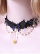 Blue Bowknot Decoration Black Wings Bead Chain Gorgeous Gothic Lolita Necklace