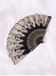 Vintage Golden Lace Black White Bronzing Print Gothic Lolita Fan