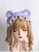 Cute Polka Dot Plush Bear Ears Lace Decoration Sweet Lolita Headband