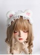 Cute Polka Dot Plush Bear Ears Lace Decoration Sweet Lolita Headband