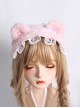 Cute Polka Dot Plush Bear Ears Lace Decoration Sweet Lolita Headband