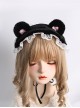Cute Polka Dot Plush Bear Ears Lace Decoration Sweet Lolita Headband