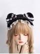 Pure Color Polka Dot Bowknot Lace Decoration Cute Plush Bear Ears Sweet Lolita Headband