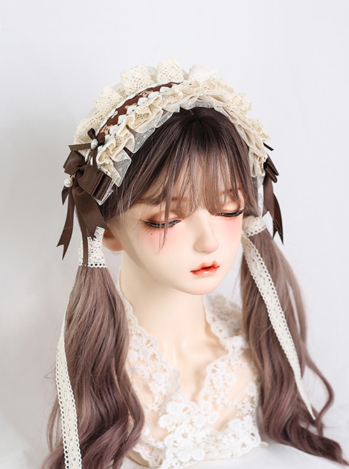 Sweet Symmetrical Bowknot Decorated Lace Classic Sweet Lolita Pure Color Headband