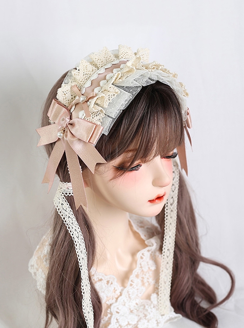 Sweet Symmetrical Bowknot Decorated Lace Classic Sweet Lolita Pure Color Headband